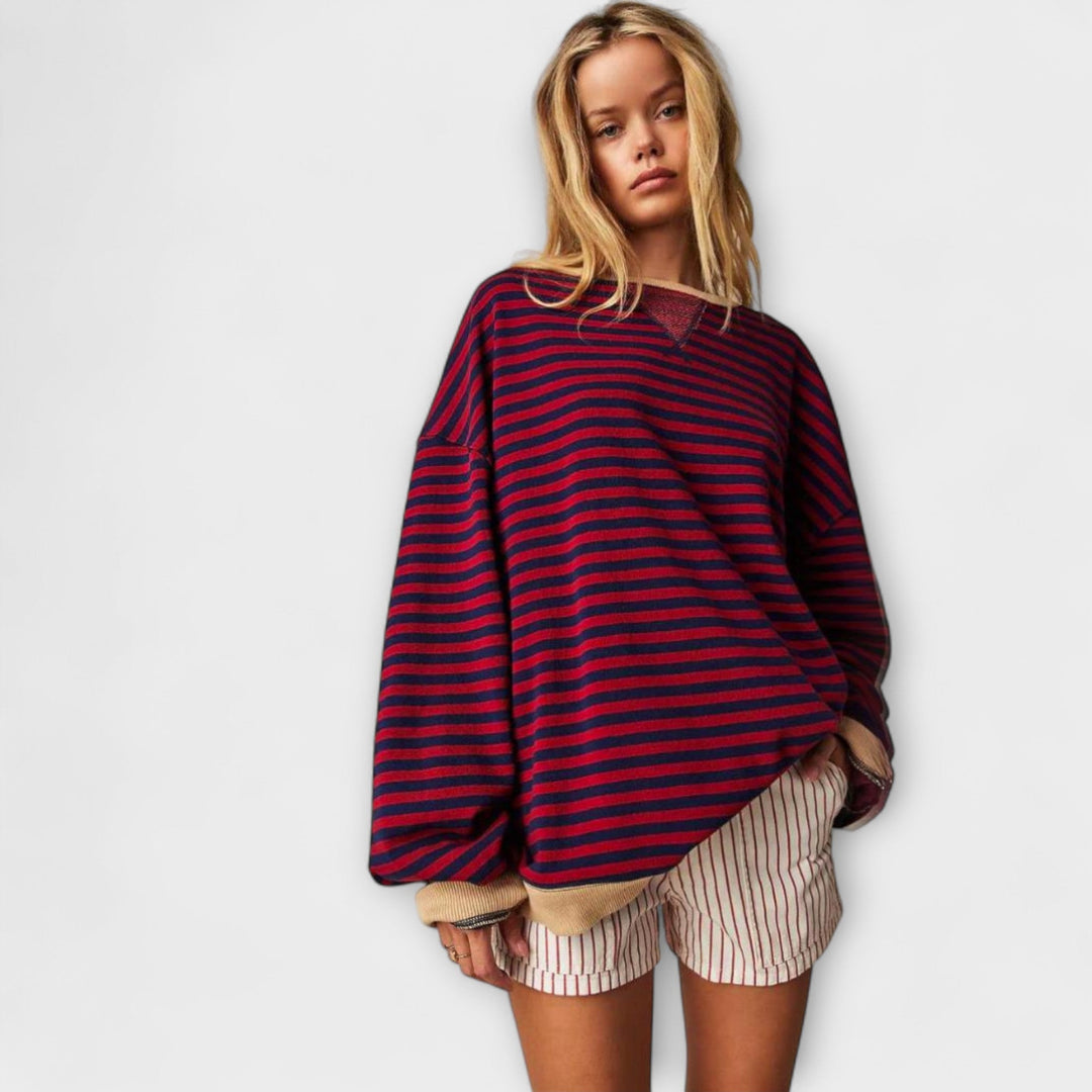 Mary - Oversize Dryžuotas Megztinis