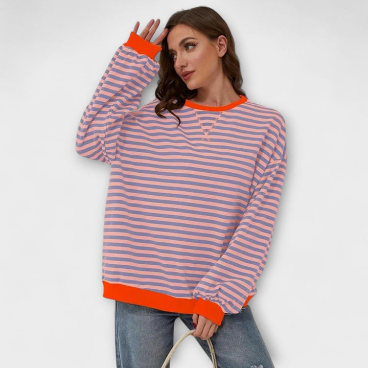 Mary - Oversize Dryžuotas Megztinis