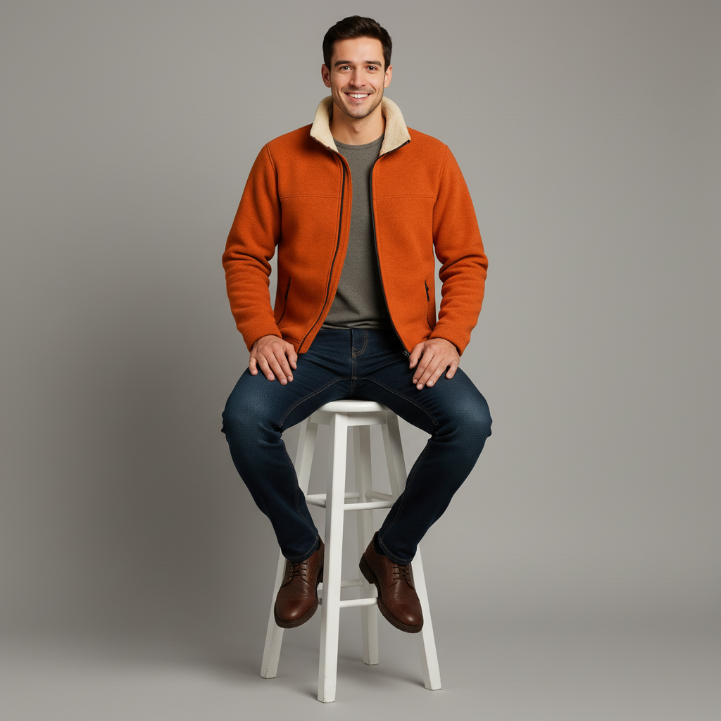 Men's Orange Fleece Jacket