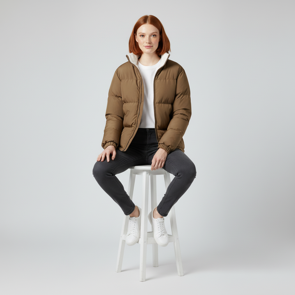 Fleece-lined puffer jacket