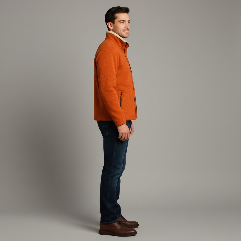 Men's Orange Fleece Jacket