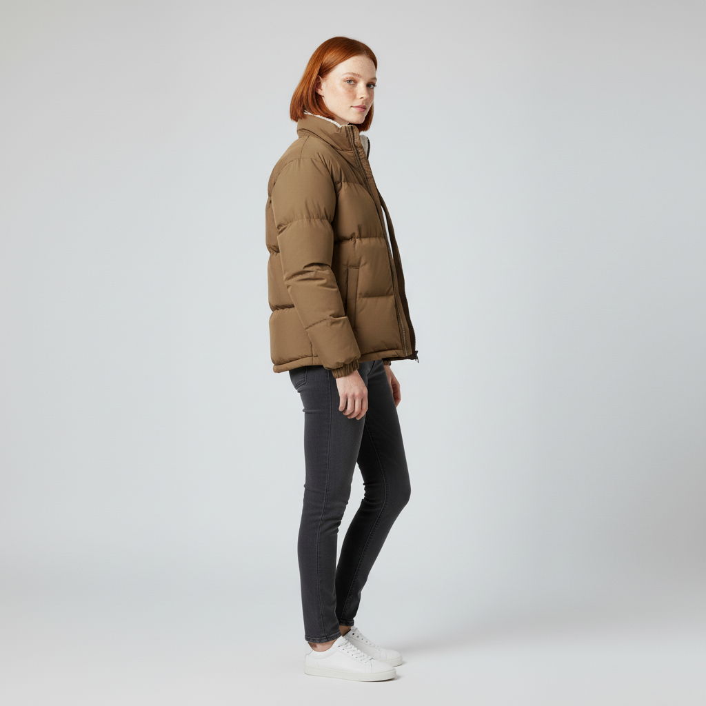 Fleece-lined puffer jacket