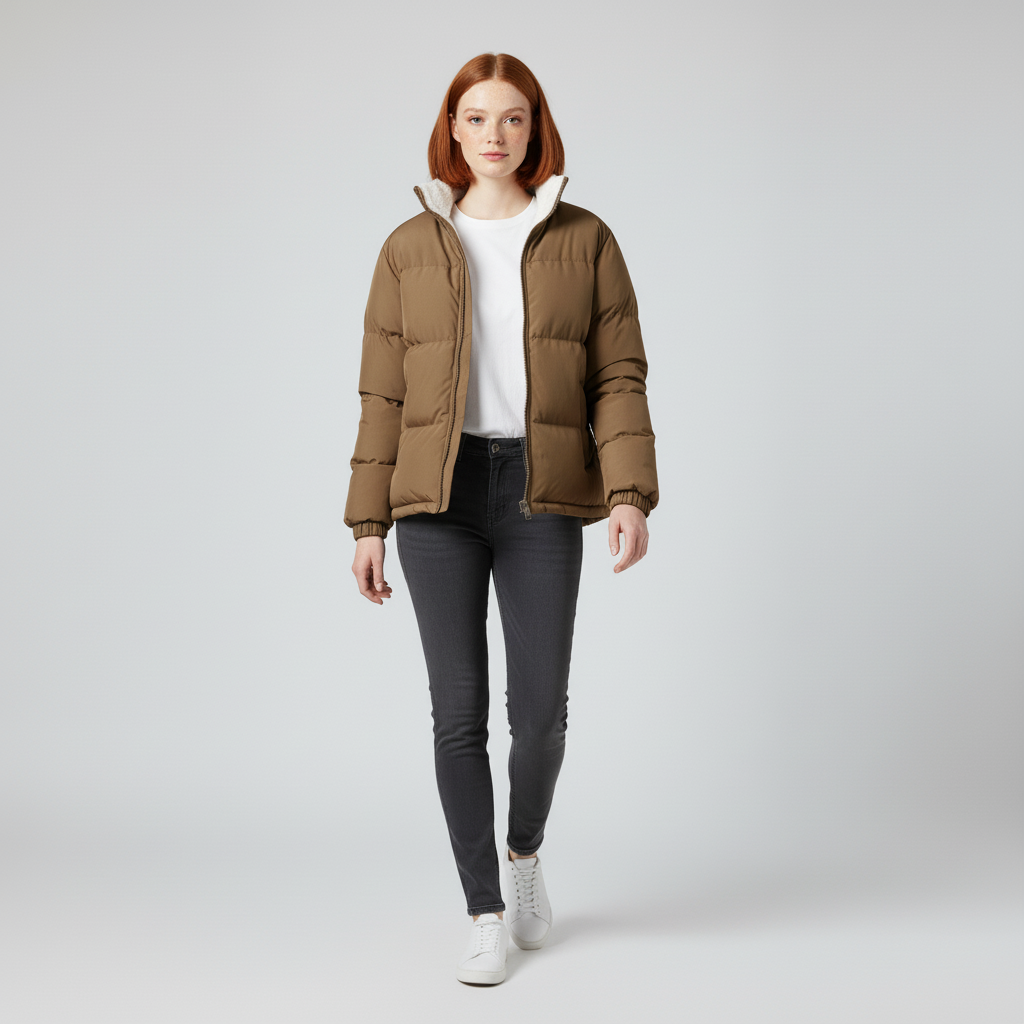 Fleece-lined puffer jacket