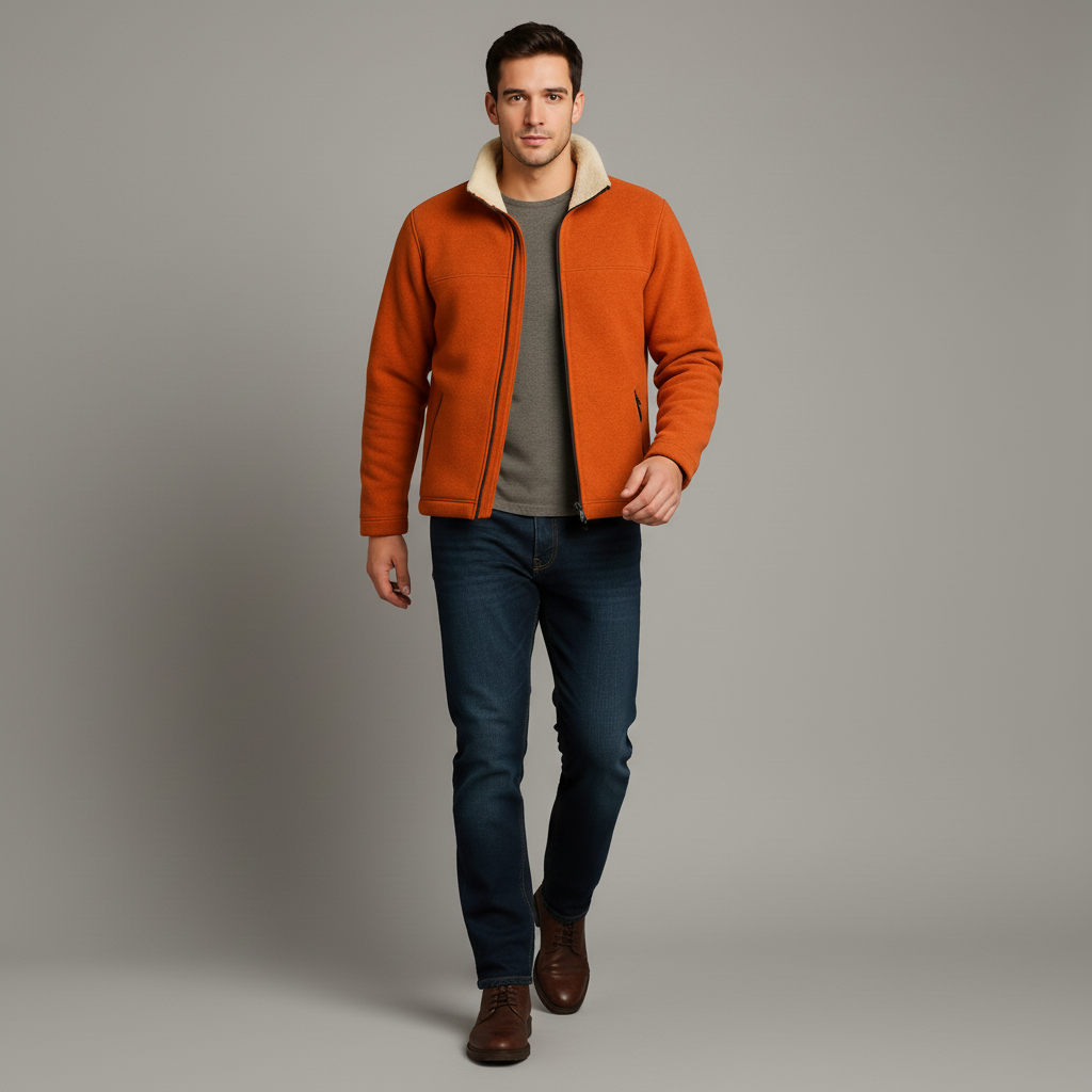 Men's Orange Fleece Jacket