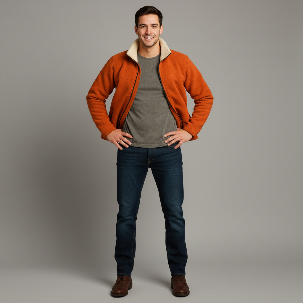 Men's Orange Fleece Jacket