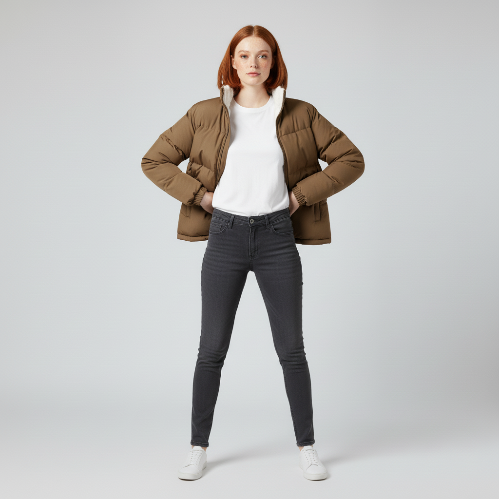 Fleece-lined puffer jacket