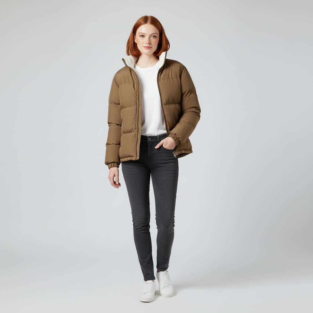 Fleece-lined puffer jacket