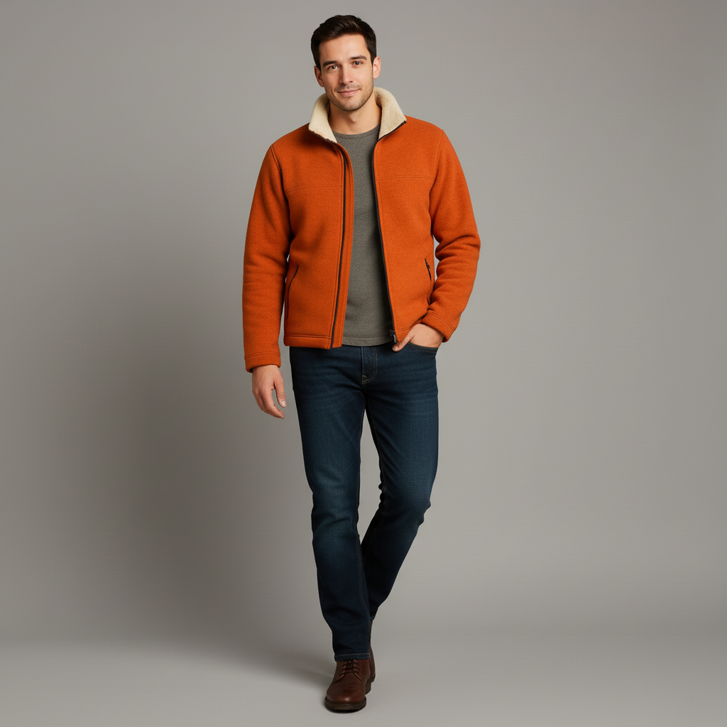 Men's Orange Fleece Jacket