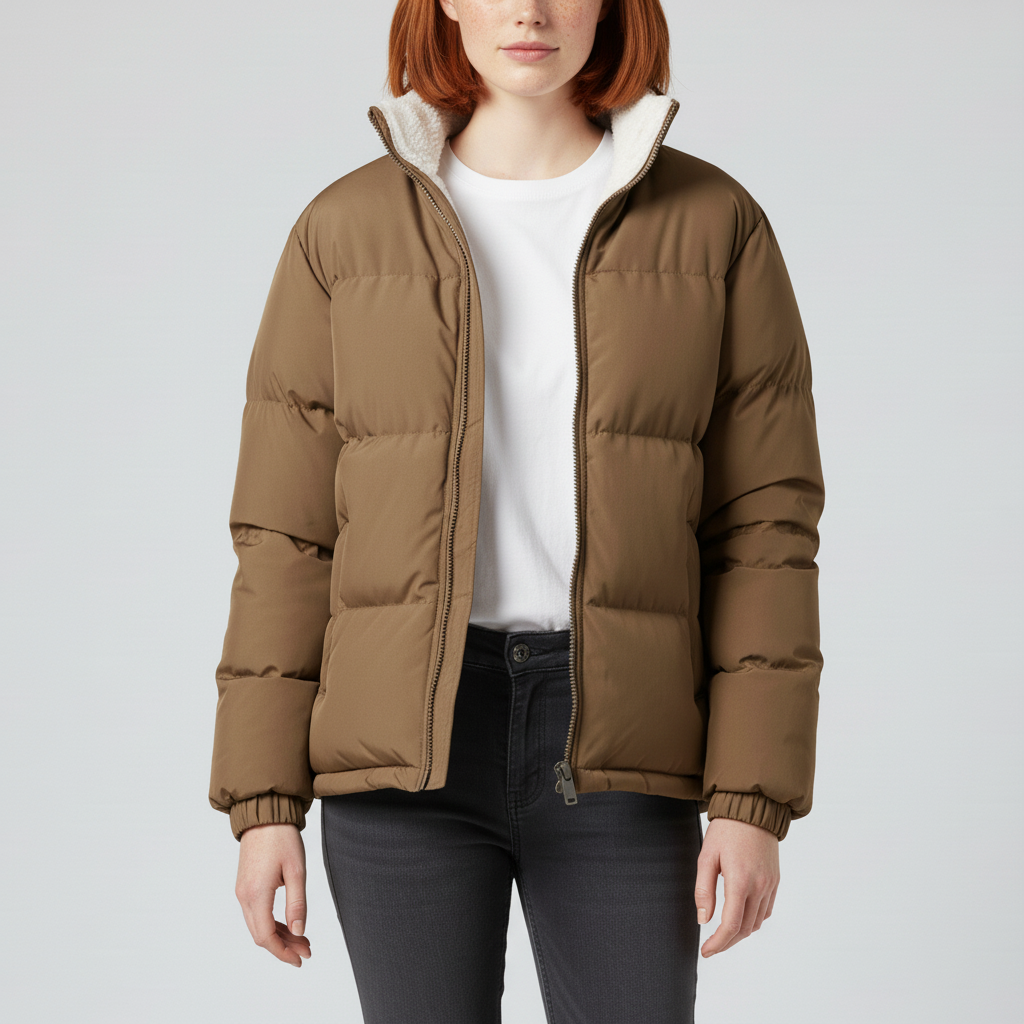 Fleece-lined puffer jacket