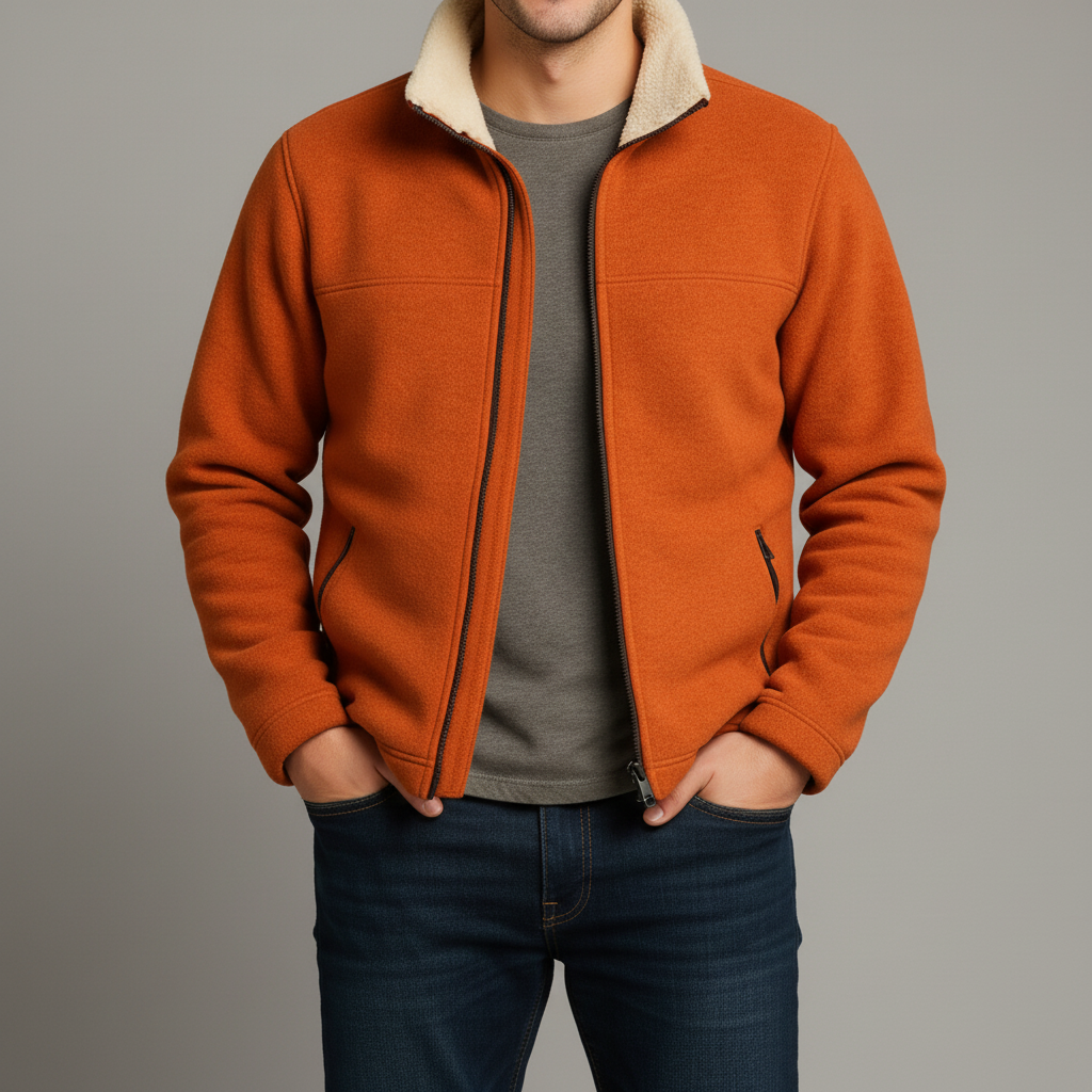 Men's Orange Fleece Jacket